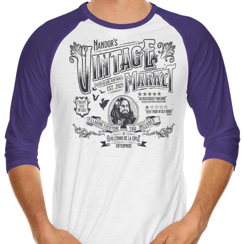 Nandor's Vintage Market Retro 3/4 Sleeve Raglan Style T-Shirt for Fashion Lovers