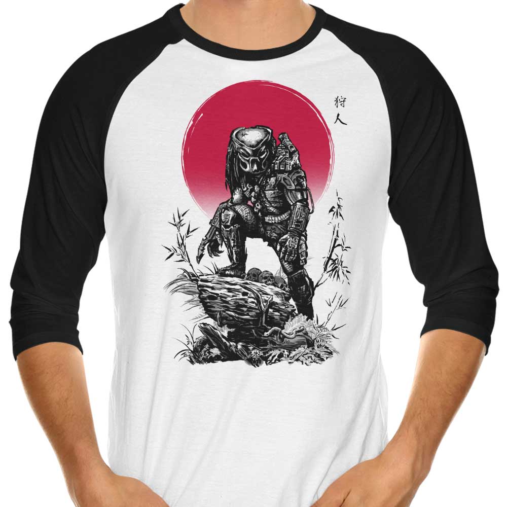 Red Sun Hunter Stylish 3/4 Sleeve Raglan T-Shirt for Fashion Lovers