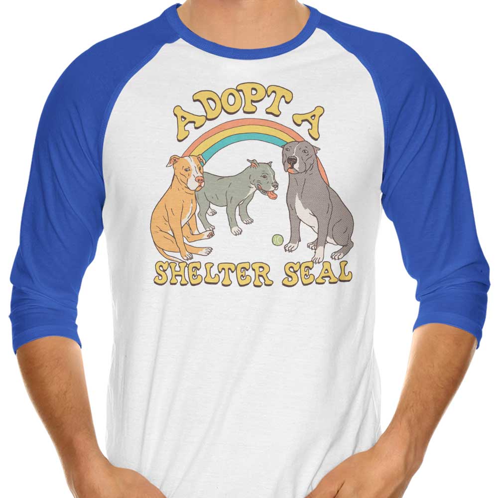 3/4 Sleeve Raglan T-Shirt - Adopt a Shelter Seal Design