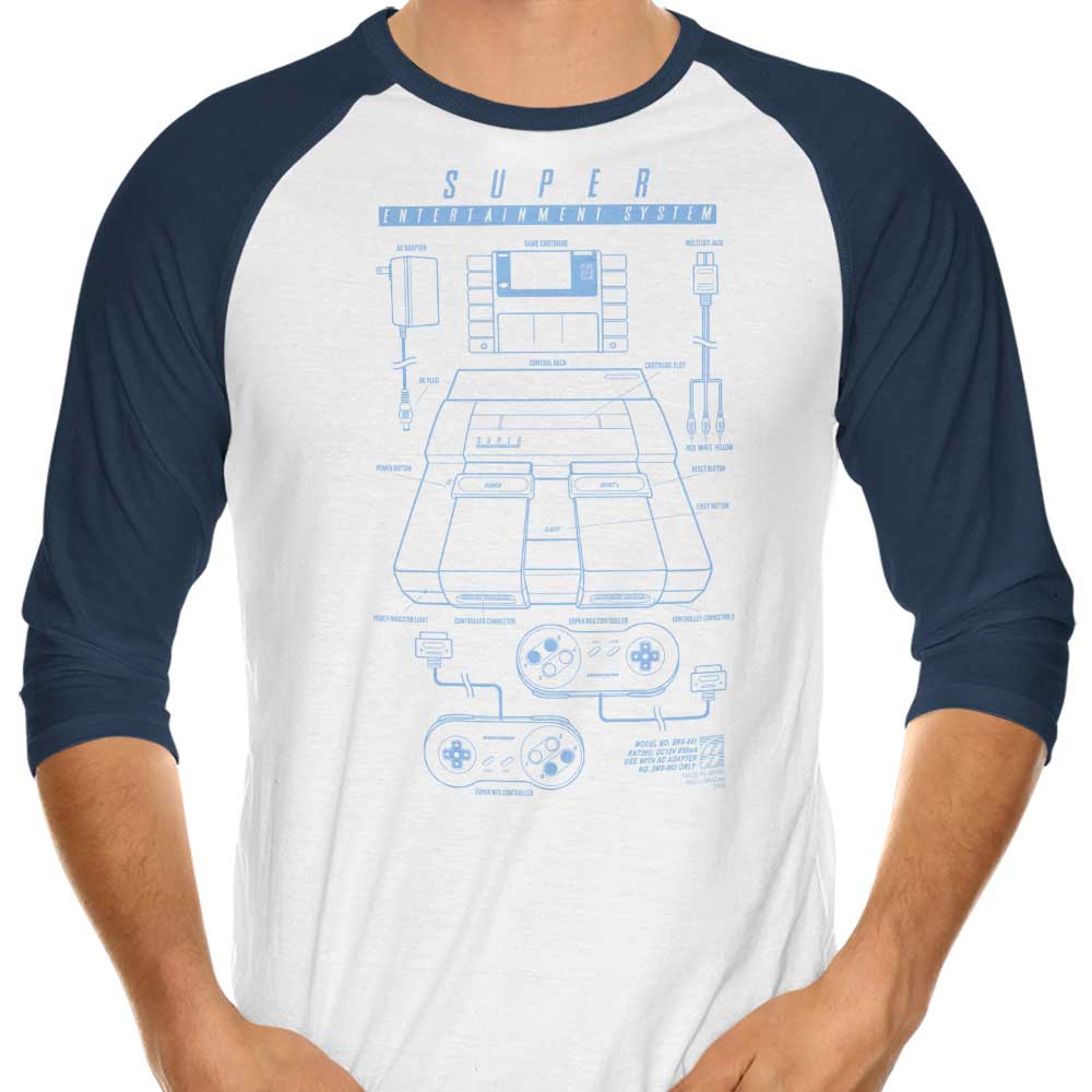 Adam Works' Super Entertainment System 3/4 Sleeve Raglan Stylish T-Shirt