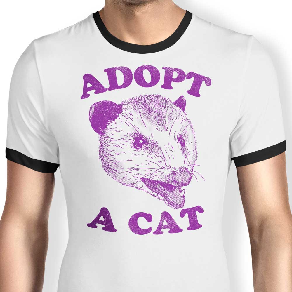 Adopt a Cat-themed Ringer Style T-Shirt for Cat Lovers