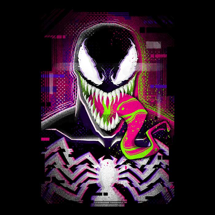 Glitched Symbiote Design 3/4 Sleeve Raglan Style T-Shirt for Fashion Enthusiasts