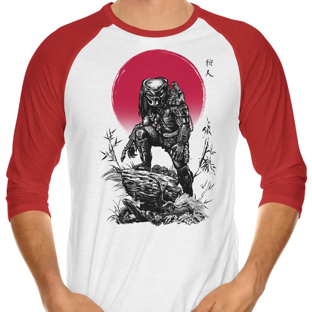 Red Sun Hunter Stylish 3/4 Sleeve Raglan T-Shirt for Fashion Lovers