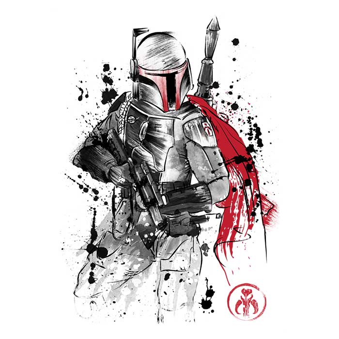 Dr. Monekers' Bounty Hunter Sumi-e Men's Ringer Cotton T-Shirt