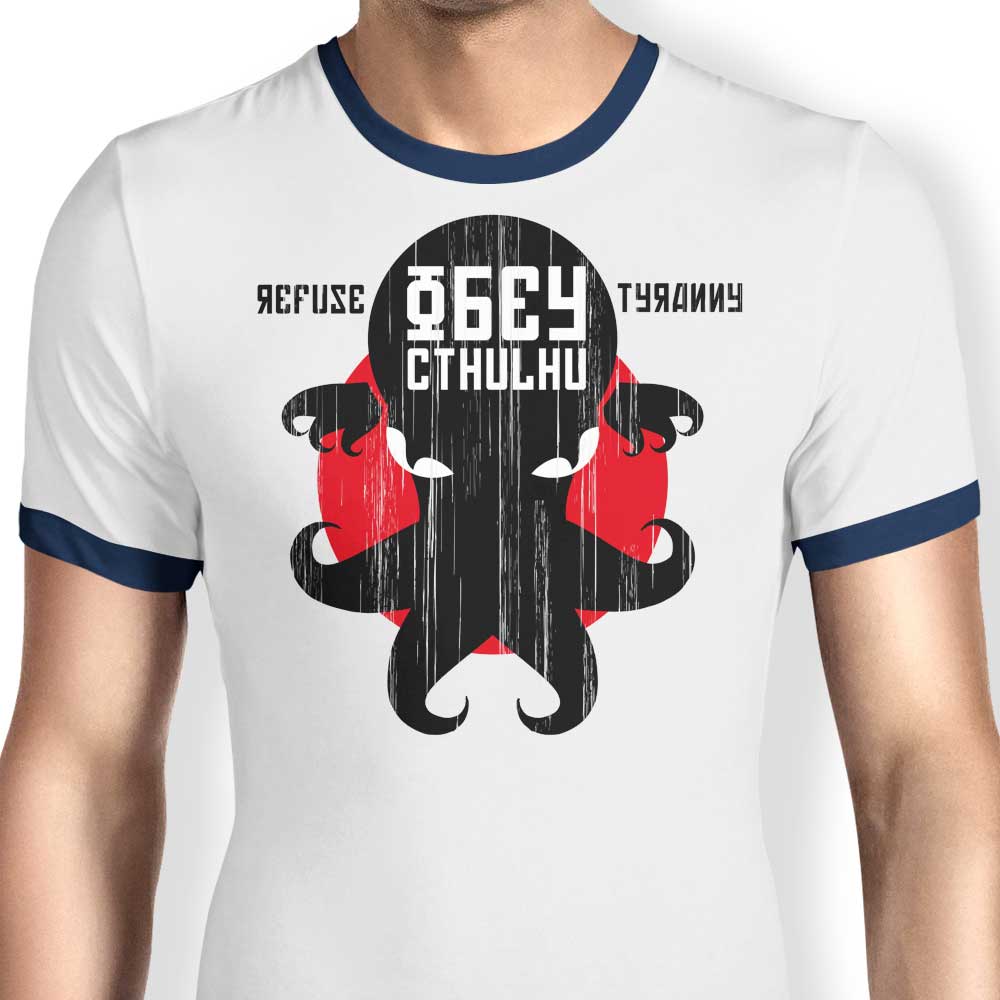 RetroReview Men's 'Resist Tyranny' Ringer T-Shirt in S - 4XL Sizes