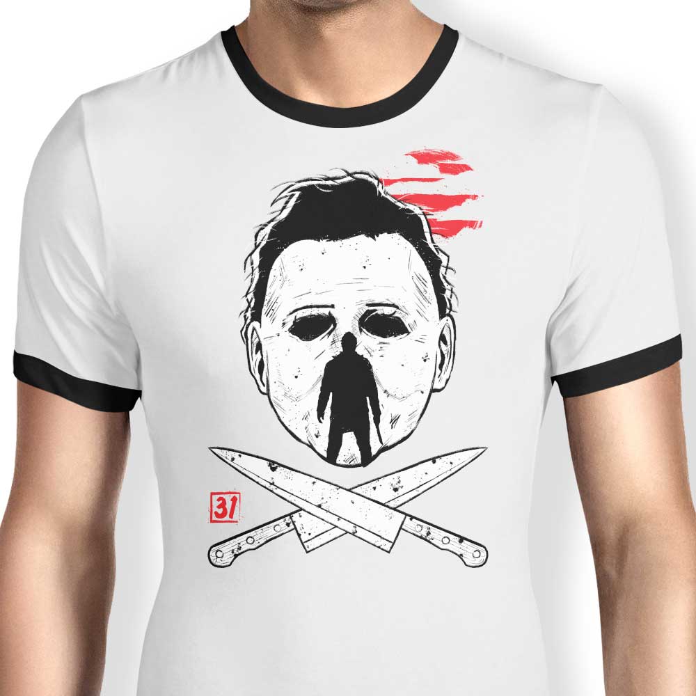 Spooky Halloween Ink Men's Ringer Style Cotton T - Shirt