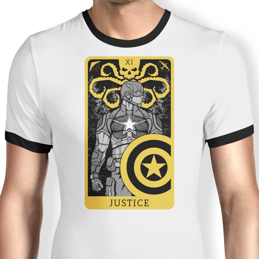 Tarot: Justice-themed Men's Ringer Style T-Shirt
