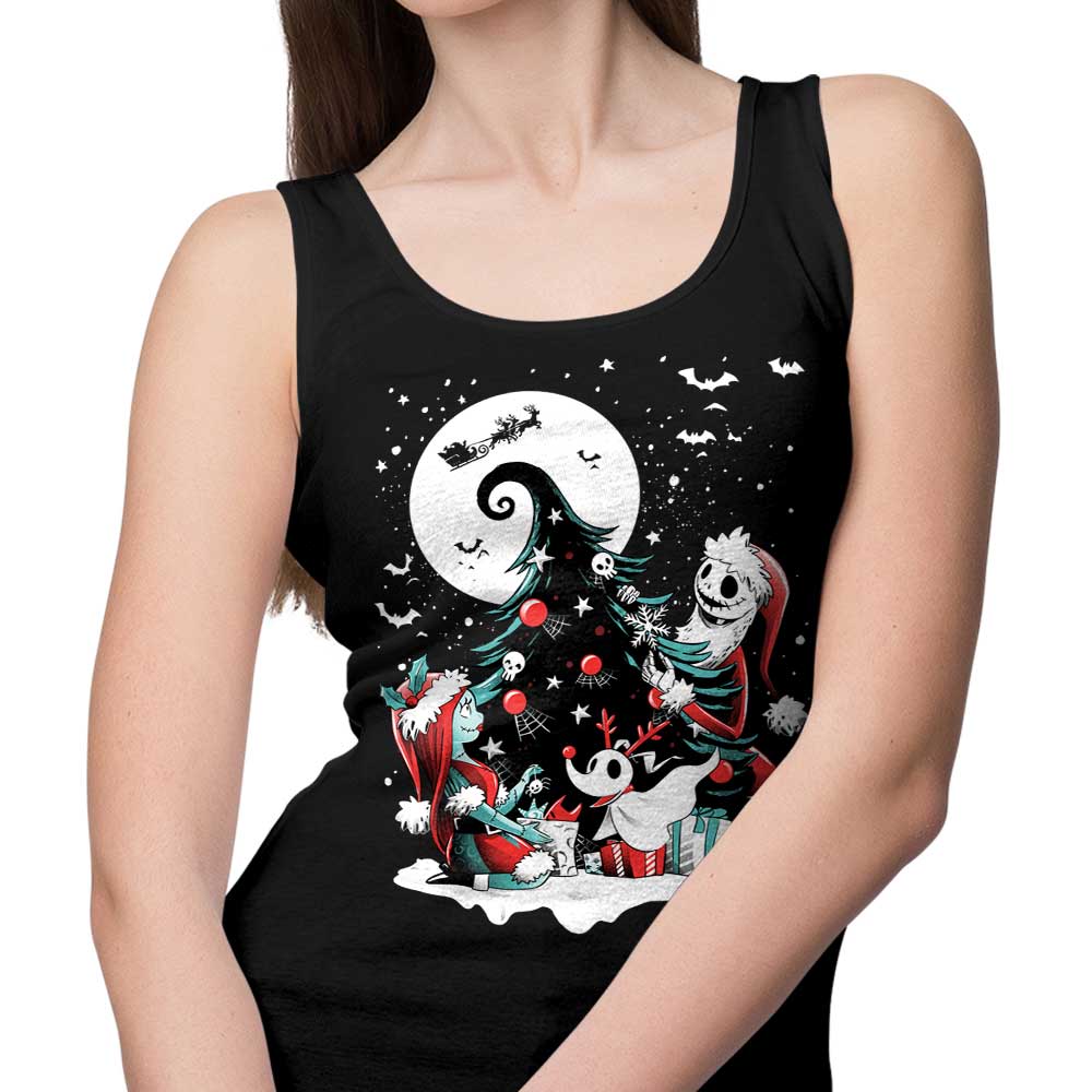 Alemaglia's Christmas Nightmare-themed Women's Tank Top for a Spooky Holiday Look