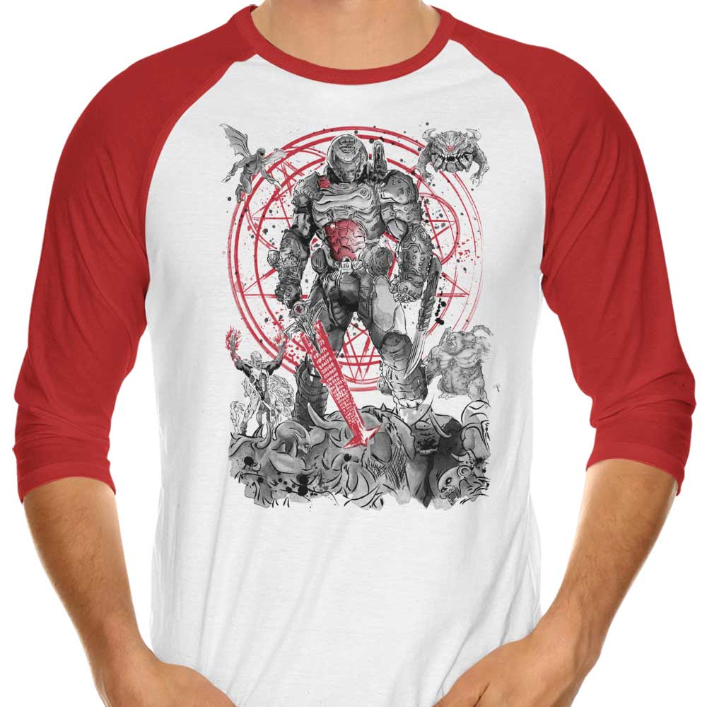 Dr. Monekers' Stylish 3/4 Sleeve Raglan 'Hell Walker' T-Shirt