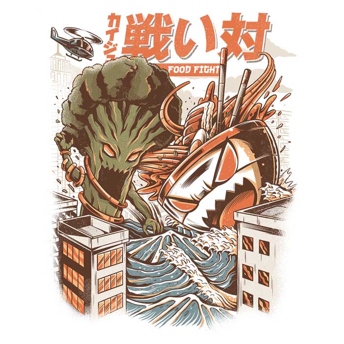Ilustrata's Kaiju Food Fight Men's Classic Ringer Style T-Shirt
