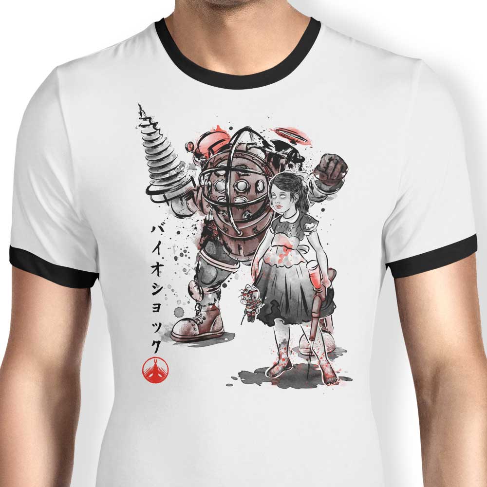 Dr. Monekers' Rapture Sumi-e Men's Ringer Cotton T-Shirt