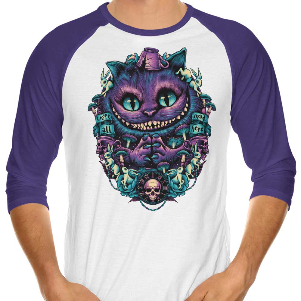 Glitchygorilla's Mischievous Cat 3/4 Sleeve Raglan T-Shirt