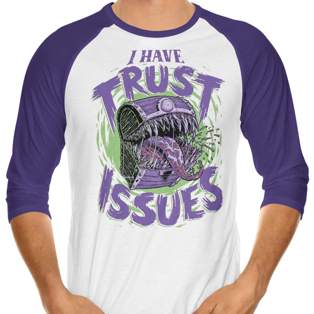Studio Mootant's 3/4 Sleeve Raglan T-Shirt with 'I Have Trust Issues' Print