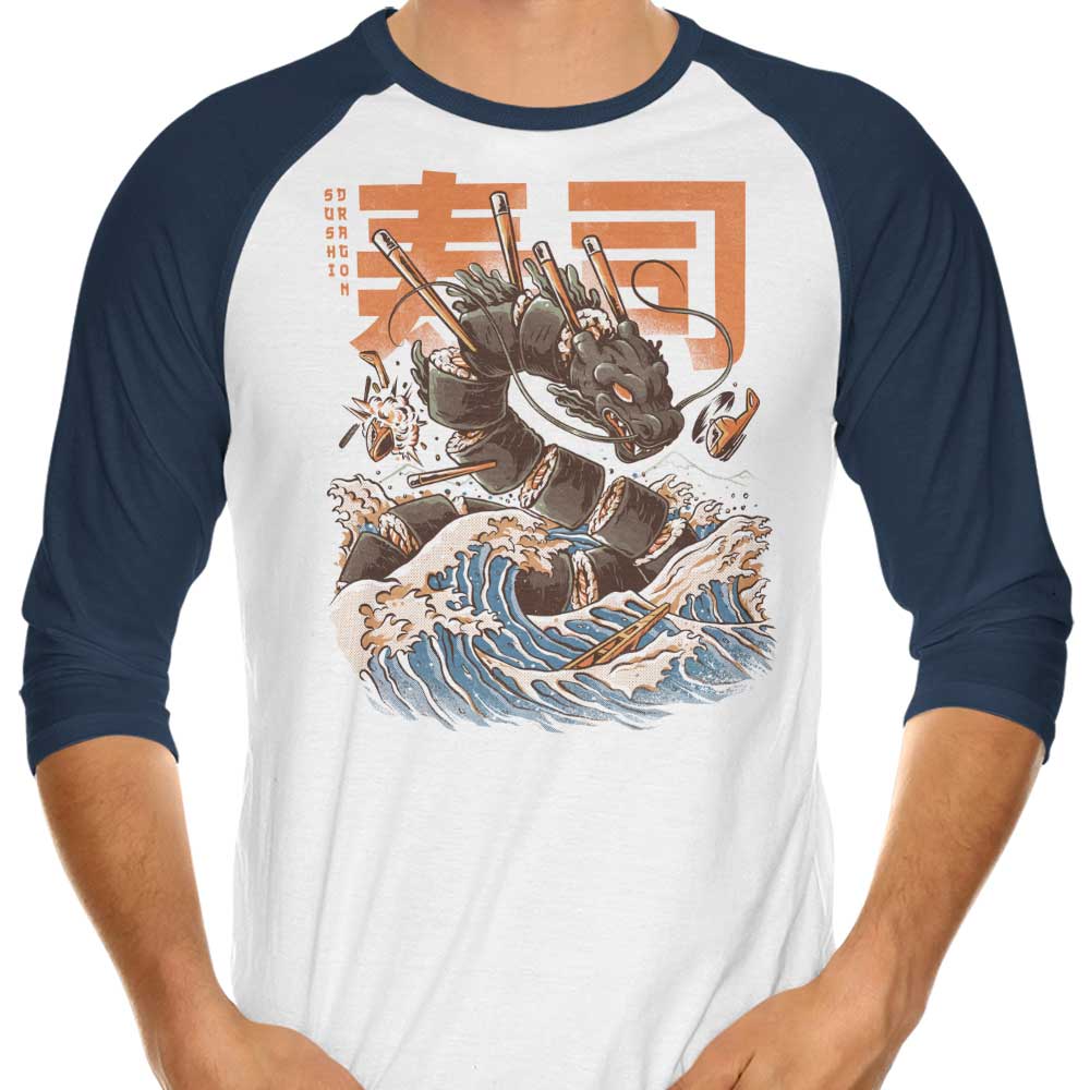 Fantastic Sushi Dragon 3/4 Sleeve Raglan Style T-Shirt