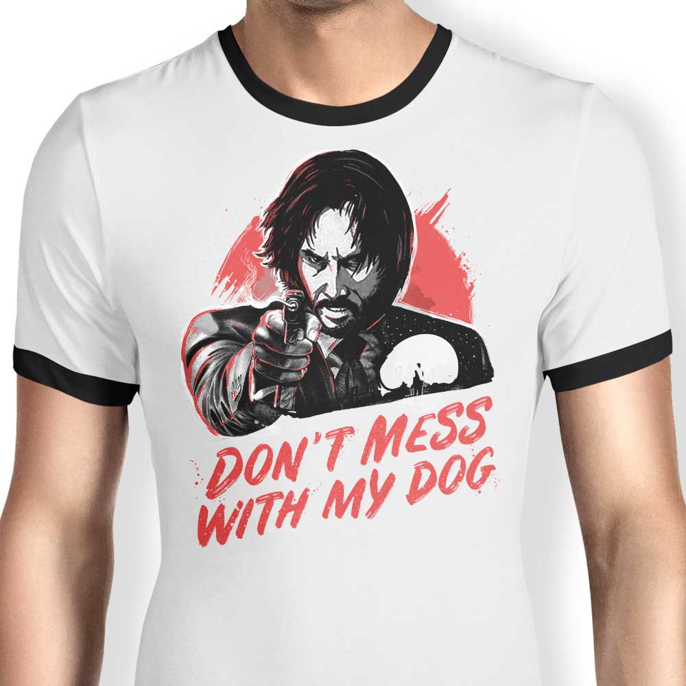 Men's 'Don't Mess With My Dog' Stylish Ringer T-Shirt