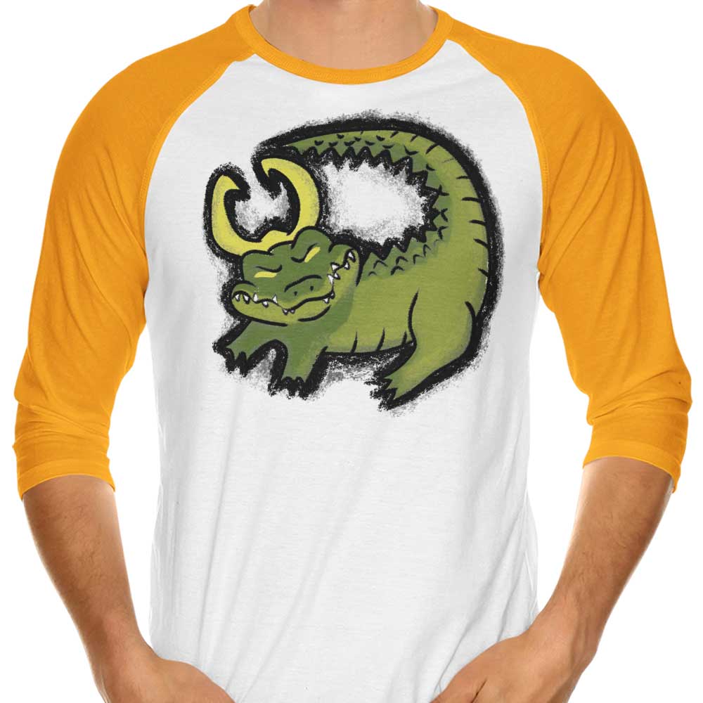 The Majestic Alligator King 3/4 Sleeve Raglan Style T-Shirt for Fashion Enthusiasts