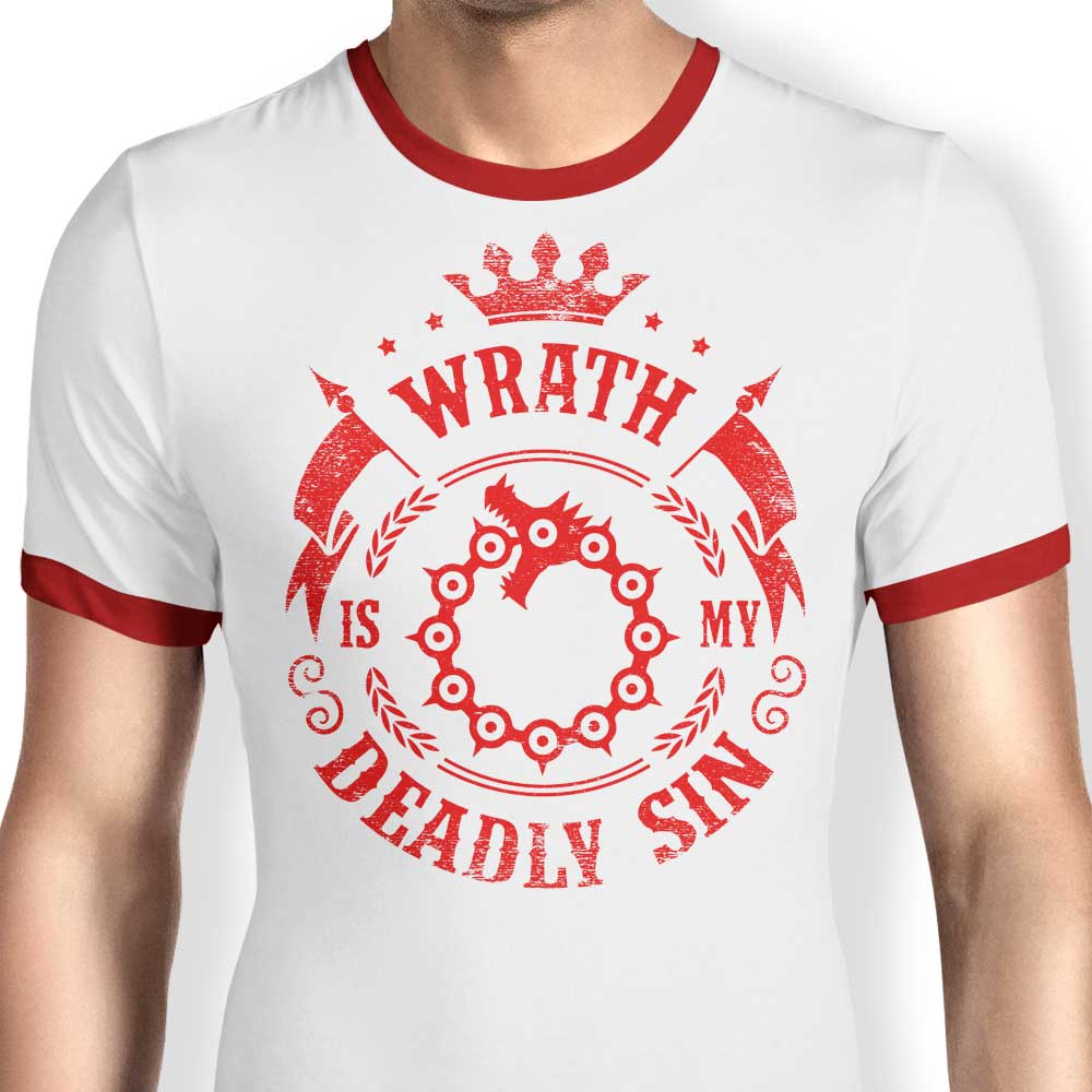 Typhoonic Art's 'Wrath is My Sin' Men's Ringer Style Cotton T-Shirt
