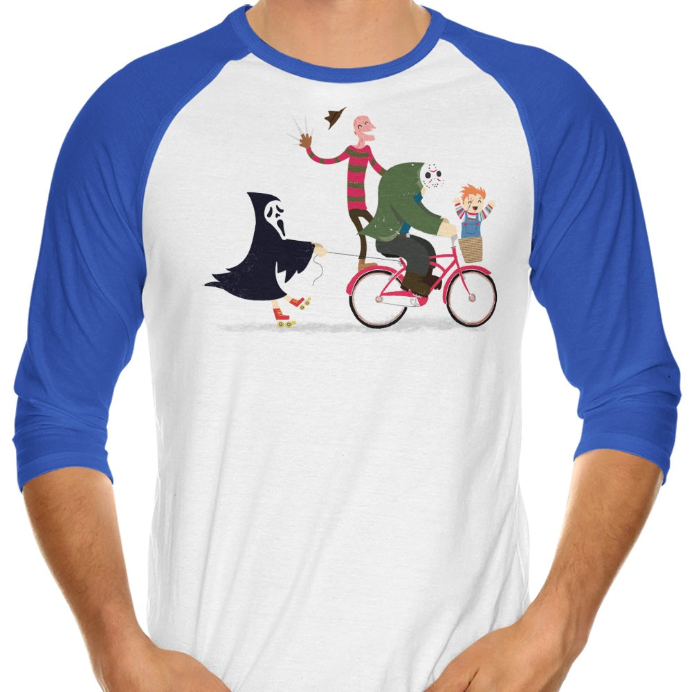 DinoMike's Horror Night Off 3/4 Sleeve Raglan Casual T-Shirt