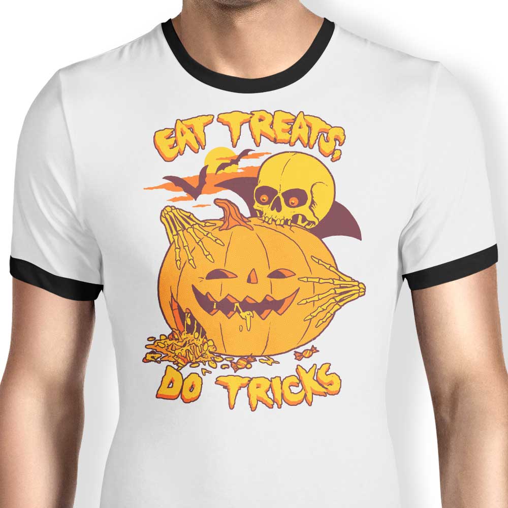 Hillary White's 'Eat Tricks, Do Treats' Men's Ringer T - Shirt in S to 4XL Sizes