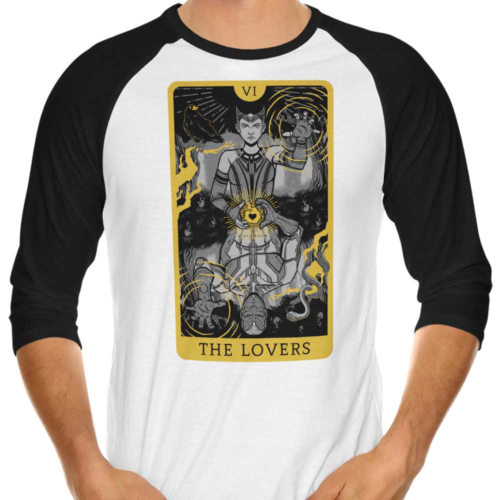 Tarot - The Lovers Design 3/4 Sleeve Raglan Style T-Shirt for Fashion Enthusiasts
