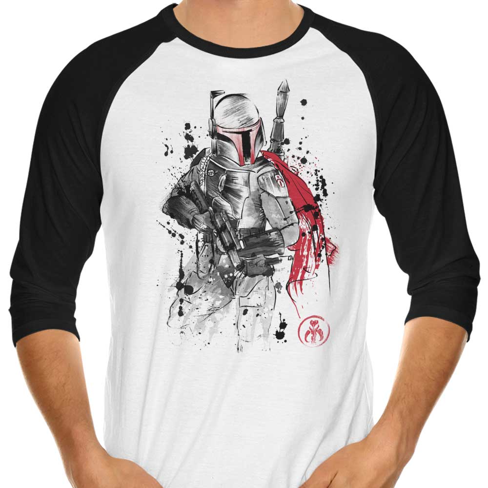 Dr. Monekers' Bounty Hunter Sumi-e 3/4 Sleeve Raglan Casual T-Shirt