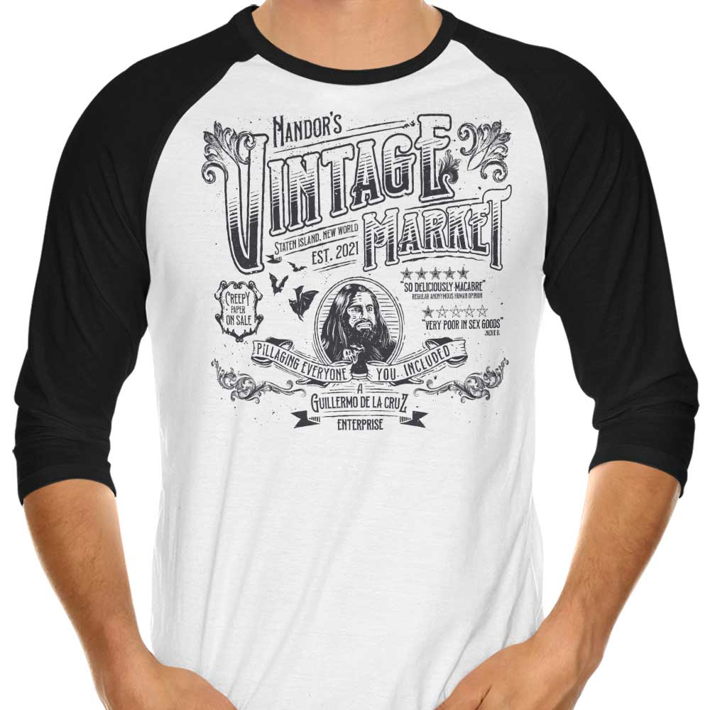 Nandor's Vintage Market Retro 3/4 Sleeve Raglan Style T-Shirt for Fashion Lovers