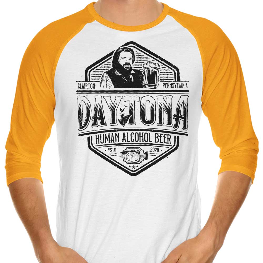 3/4 Sleeve Raglan T-Shirt Featuring Human Alcohol Beer Design