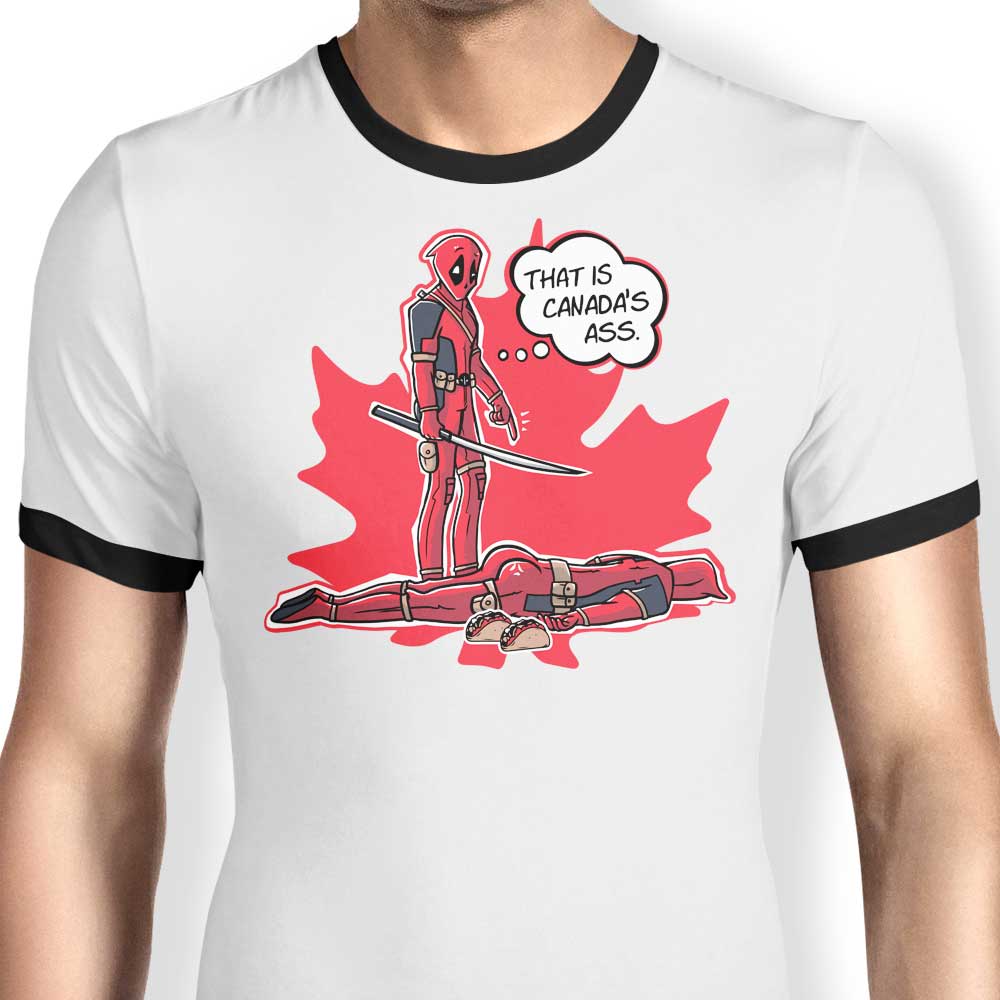 Canada's Behind Men's 100% Cotton Ringer T-Shirt in S to 4XL Sizes