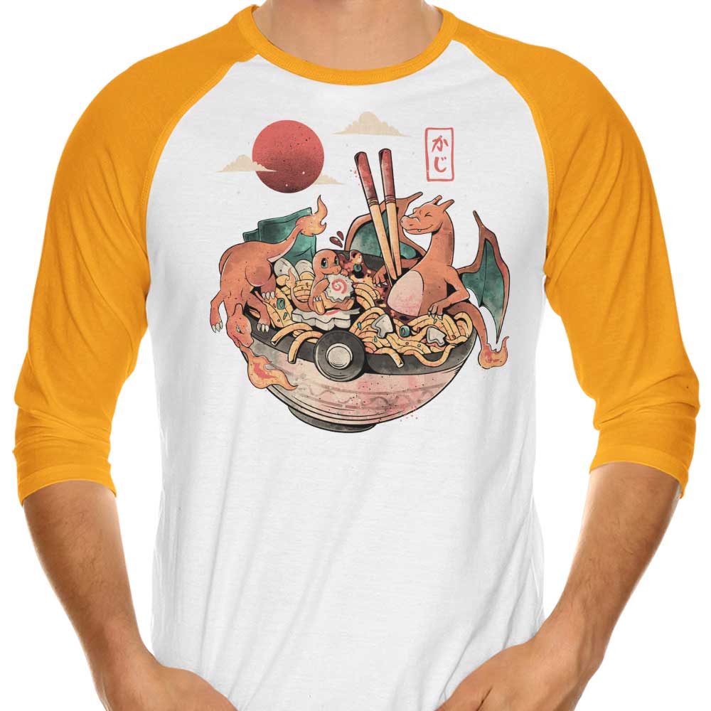 Arigatees Fire Bowl 3/4 Sleeve Raglan Stylish T-Shirt