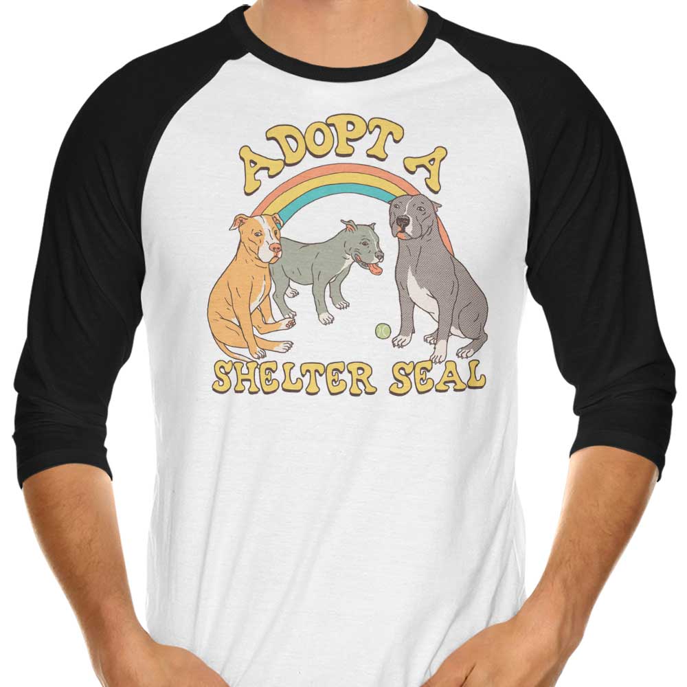 3/4 Sleeve Raglan T-Shirt - Adopt a Shelter Seal Design