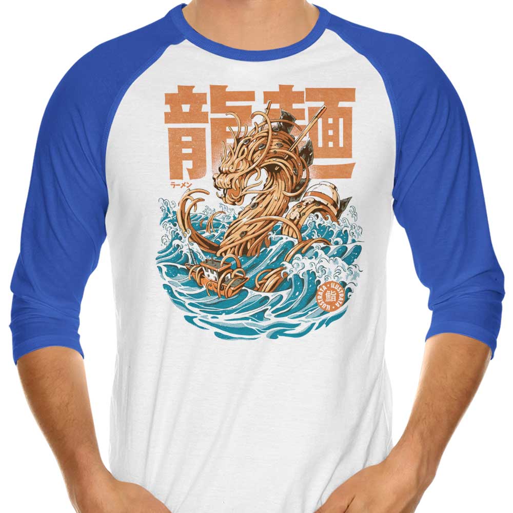 Fantastic Ramen Dragon Kanagawa 3/4 Sleeve Raglan Stylish T-Shirt
