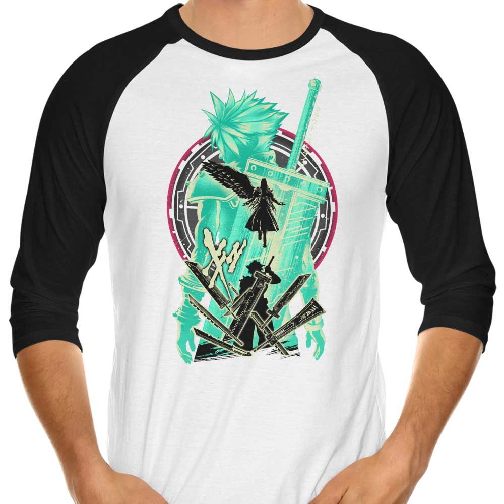 Hypertwenty's Three - Quarter Sleeve Raglan T - Shirt Featuring Soldiers of Shinra Design