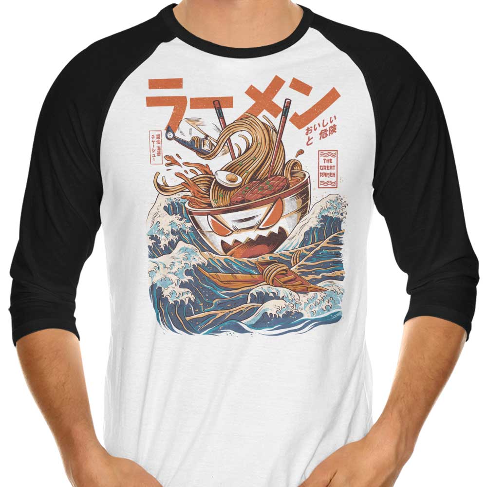 Fantastic 'Great Ramen Off Kanagawa' 3/4 Sleeve Raglan Style T-Shirt for Fashion Lovers