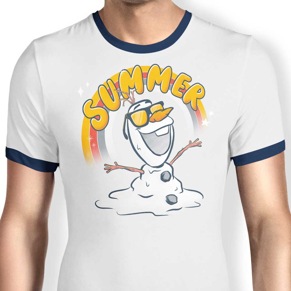 Teesgeex Men's Melting Summer-themed Ringer T-Shirt for a Cool Summer Look