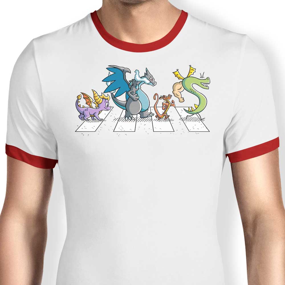 Stylish Dragons on Abbey Road Men's Ringer T - Shirt in S to 4XL Sizes