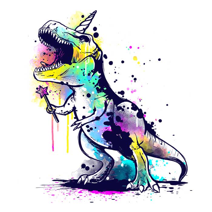 Unicornasaurus Rex 3/4 Sleeve Raglan Style T-Shirt for Trendy Wear