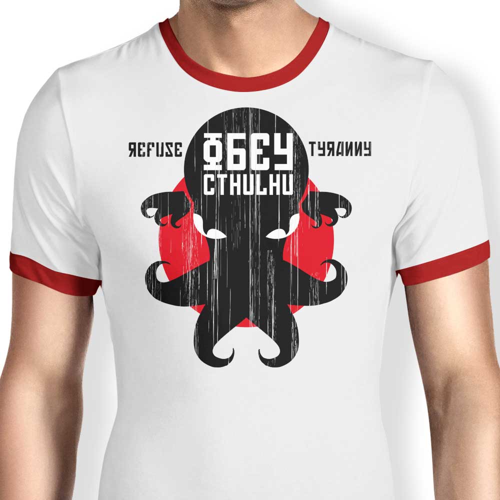 RetroReview Men's 'Resist Tyranny' Ringer T-Shirt in S - 4XL Sizes