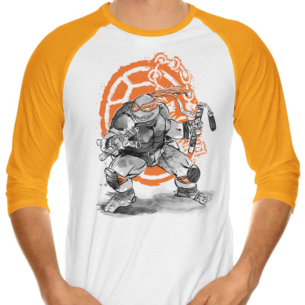 Dr. Monekers' Nunchaku Sumi-e 3/4 Sleeve Raglan Stylish T-Shirt