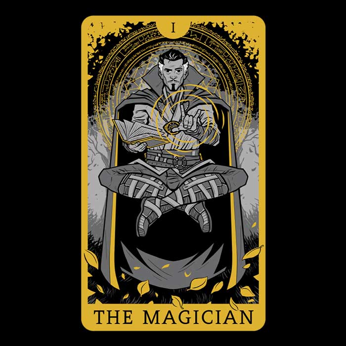 Tarot-themed The Magician Design Men's Ringer T-Shirt for Fashionable Wear