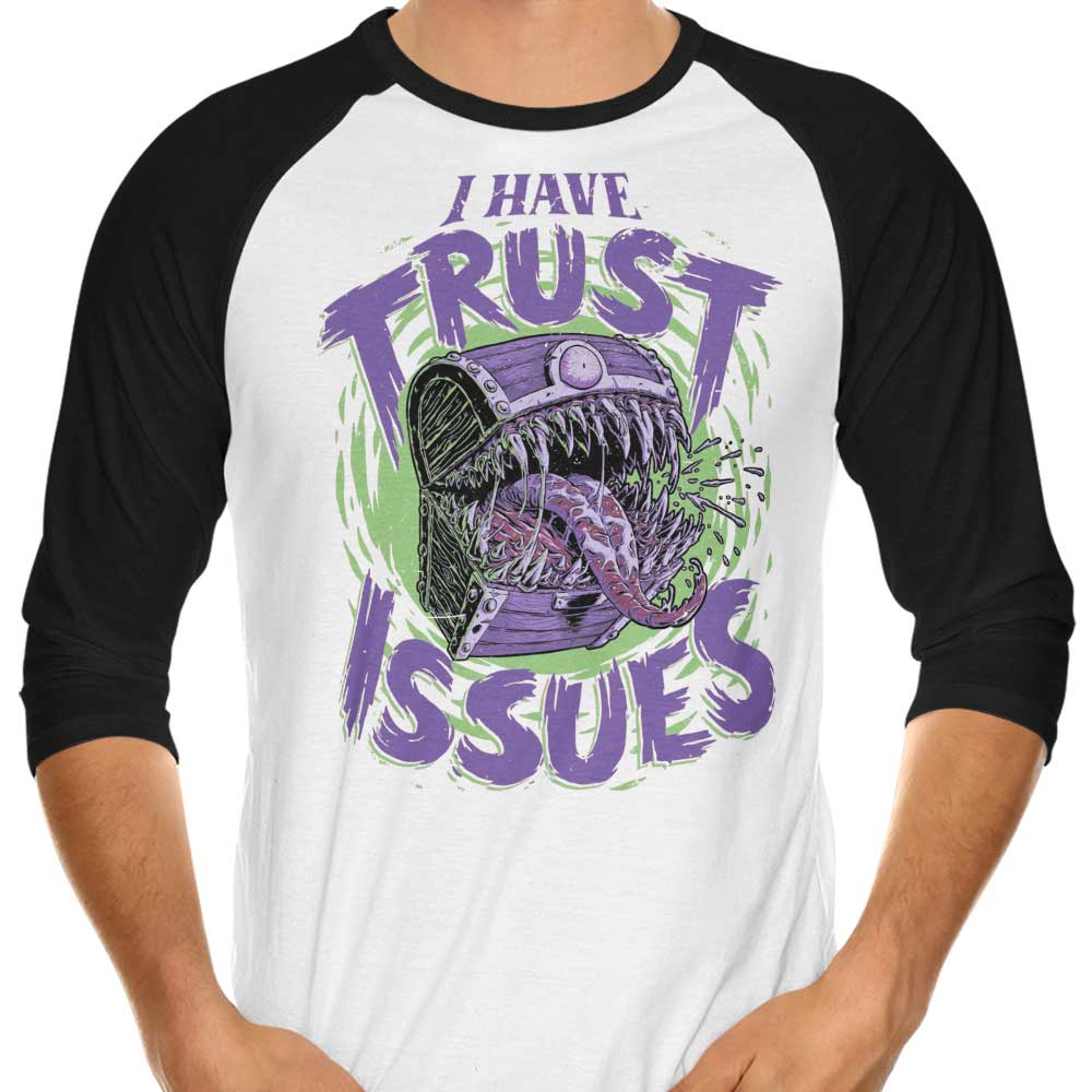 Studio Mootant's 3/4 Sleeve Raglan T-Shirt with 'I Have Trust Issues' Print