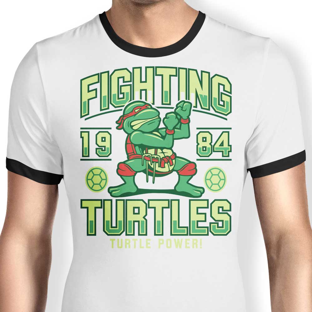 Adho1982 Men's Fighting Turtles Ringer T-Shirt in S - 4XL Sizes
