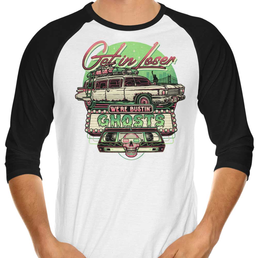 Momma Gorilla's 'We're Bustin' Ghosts' 3/4 Sleeve Raglan Casual T-Shirt