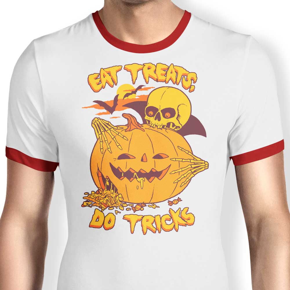 Hillary White's 'Eat Tricks, Do Treats' Men's Ringer T - Shirt in S to 4XL Sizes