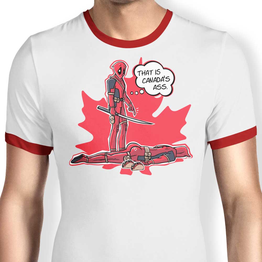 Canada's Behind Men's 100% Cotton Ringer T-Shirt in S to 4XL Sizes