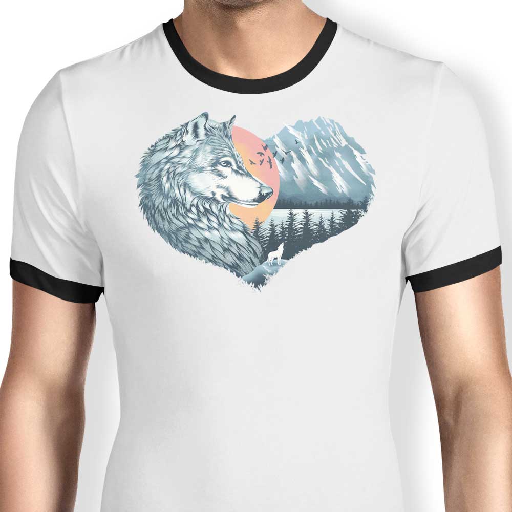 The Wild Heart Howls Men's 100% Cotton Ringer T-Shirt in S - 4XL
