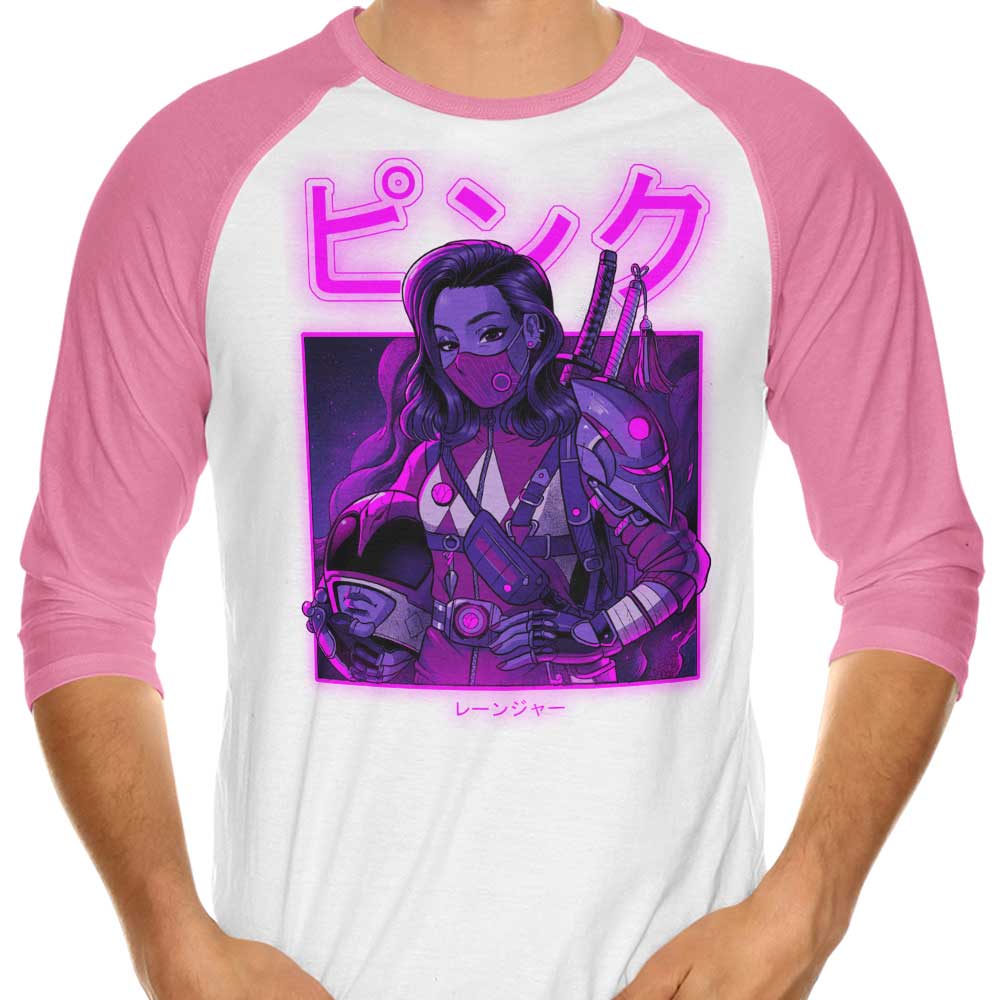 Pink Neon Colored Three - Quarter Sleeve Raglan Style T - Shirt for Fashion Lovers