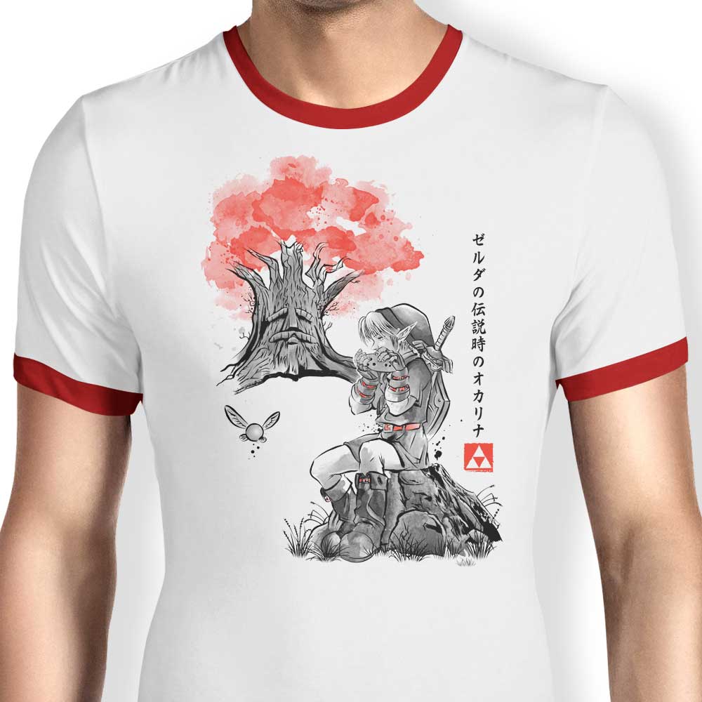 The Fantastic Deku Sumi-e Design - Men's Ringer Style Cotton T-Shirt