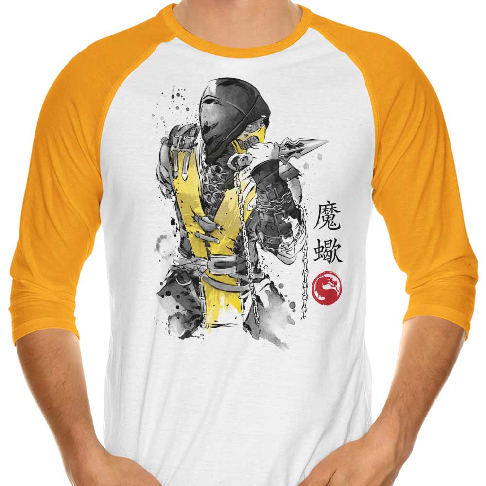 Dr. Monekers' Fire Warrior Sumi-e 3/4 Sleeve Raglan Stylish T-Shirt