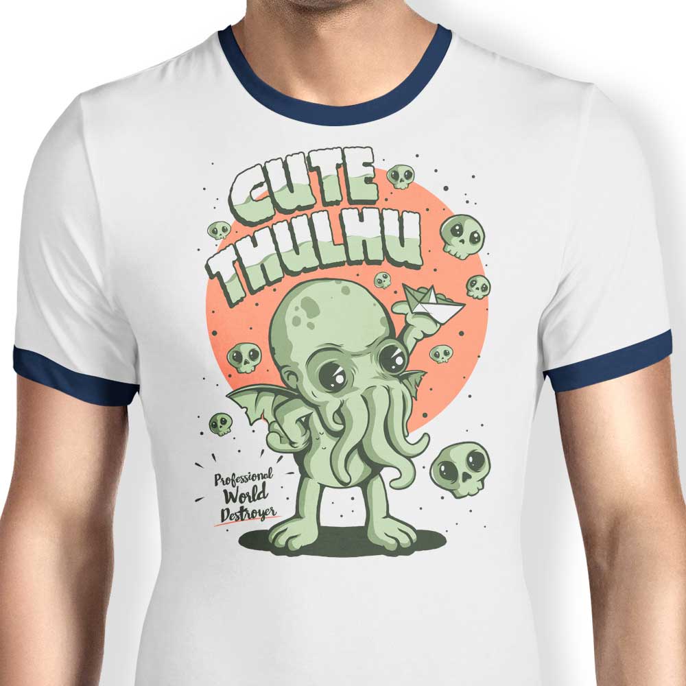 Adorable Cute-thulhu Men's Ringer Style T-Shirt