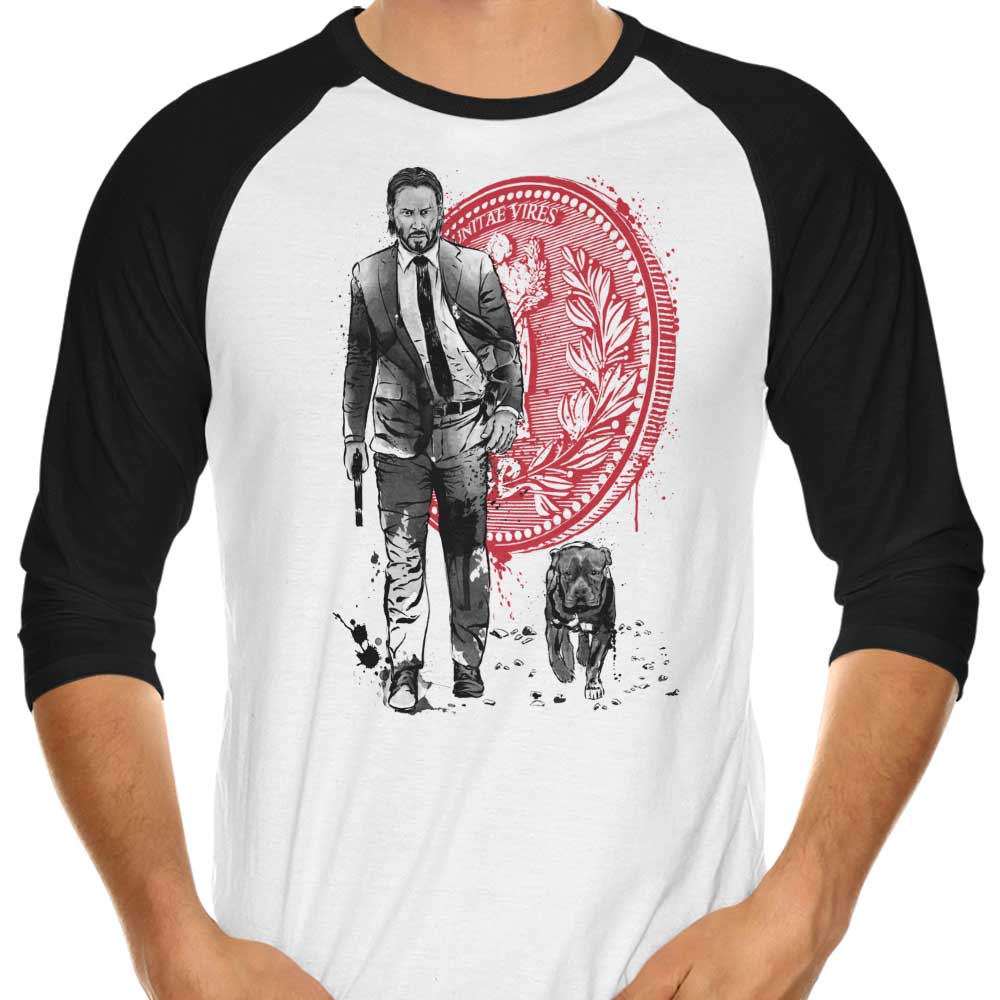 3/4 Sleeve Raglan T-Shirt Featuring 'Lone Hitman and Cub' Design